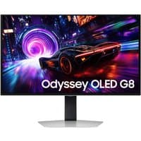 Samsung S27FG814SU monitor, 27-inch, 4K resolution, sleek black bezel, futuristic car racing display.