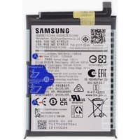 Rectangular Samsung SVC JDM battery with printed text, QR codes, and certification symbols on a white label.