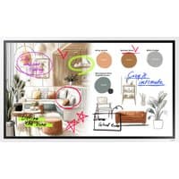Samsung The Flip 55 Inch WMFX digital whiteboard with interactive touchscreen and sleek black frame.