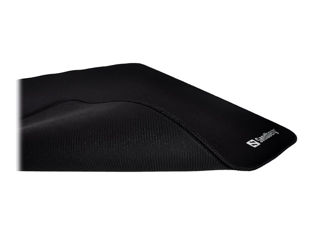 Black XL gaming mousepad with a smooth surface and stitched edges, featuring the Sandberg logo in the bottom right corner.