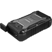 Black and gray rugged Sandberg Survivor Powerbank 27000 PD65W with USB ports and durable casing.