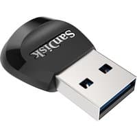 Black SanDisk MobileMate USB 3.2 Gen 1 card reader with a compact design and visible USB connector.
