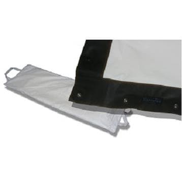Sapphire AV SFFS305FRFABRIC projection screen material featuring a white fabric surface with a black border and reinforced edges, designed for front projection use.