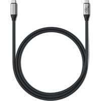 Silver Satechi USB4 V2 Pro Cable, 1.2m length, USB-C connectors, black braided design.