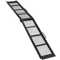 Sealey steel mesh folding loading ramp, black with diamond pattern, 360kg capacity, and side handles.