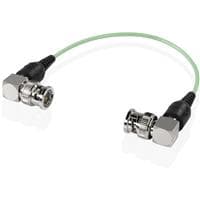 Green 6-inch Shape Skinny 90-degree BNC cable featuring metal connectors with a hexagonal shape at both ends and flexible rubber grips for easy handling.