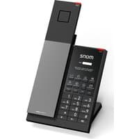 Black Snom HD351A IP phone with sleek design, numeric keypad, and digital display.