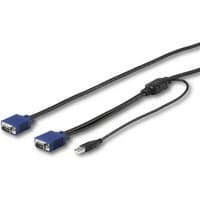 Black USB KVM cable, 10 ft, with blue connectors and USB plug for rackmount consoles.