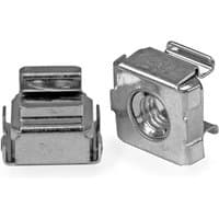 StarTech.com M5 cage nuts for server racks, silver metal, square shape with threaded hole, pack of 50.