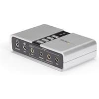 StarTech.com 7.1 USB audio adapter, silver with multiple input/output ports and SPDIF digital audio feature.
