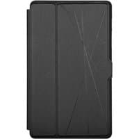 Black Targus Click-In folio case for 8.7" tablets, sleek design with subtle textured lines and precise cutouts.