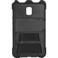Black Targus tablet case with rugged design, cutout for camera, and textured grip for 8-inch devices.