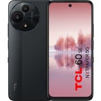 Grey TCL 60 SE NXTPAPER 5G smartphone with 6.7" display, triple rear cameras, and USB Type-C port.