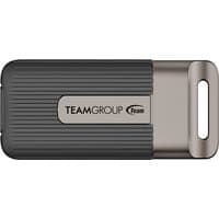 Anthracite grey Team Group PD20 Mini 2TB USB Type-C drive with ribbed texture and metallic end cap.