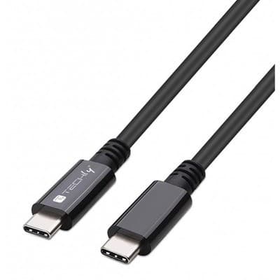 Black Techly USB 4 Gen 3 Type-C™ cable, 0.8m long, featuring E-Mark technology, supports 8K resolution, 40Gbps data transfer, and 100W Power Delivery, with male connectors on both ends.