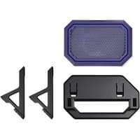 Black and purple Thermaltake tower accessory kit with mesh panel and mounting brackets.