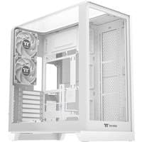 White Thermaltake View 390 TG Midi Tower with tempered glass panels, dual front fans, and spacious interior.