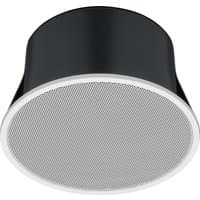 Black TOA PC-1860BS loudspeaker with white grille, round shape, wired, 6 W power.