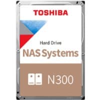 Toshiba N300 NAS internal hard drive, 4 TB, 7200 RPM, 256 MB cache, silver and white casing with red Toshiba logo.