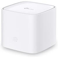White TP-Link AC1200 mesh WiFi system with rounded edges, subtle logo on top, and small LED indicator on front.