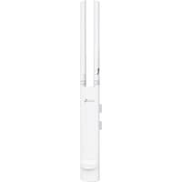 White TP-Link Festa F52-Outdoor PoE device with dual vertical antennas and sleek cylindrical design.