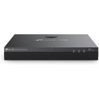 Black TP-Link VIGI NVR2016H network video recorder with sleek design and front LED indicators.