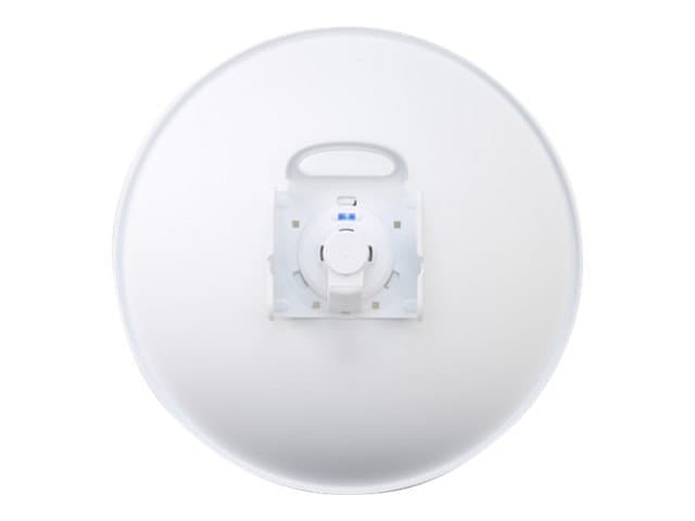 Round, white Ubiquiti PowerBeam ACGen2 antenna with a central mounting bracket, designed for high-speed wireless connectivity at 450 Mbit/s.