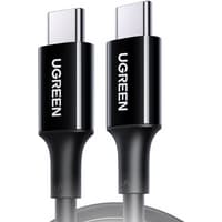 Black Ugreen Type C 2.0 male to male 5A data cable with sleek connectors and white Ugreen logo on each end.