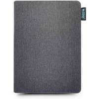 Gray eco-friendly iPad 10.2'' case with textured fabric cover and Urban Factory logo tab on the side.