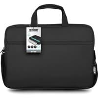 Black Urban Factory NYLEE Toploading Case 15.6" with dual handles, front zipper pocket, and sleek rectangular design.