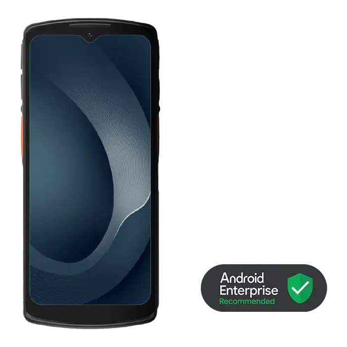 UROVO DT66 smartphone with a 6.5-inch display, black rugged exterior, featuring 4GB RAM, 64GB storage, 5G connectivity, and Android Enterprise recommended badge.