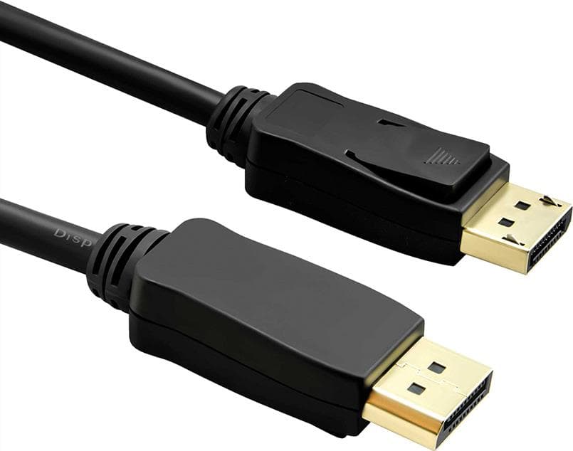 Black DisplayPort cable, 1 meter long, featuring gold-plated connectors on both ends and a smooth, durable plastic casing.