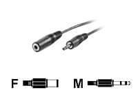 Black shielded 3.00 m jack audio cable extension with female and male connectors, designed for audio device connectivity.