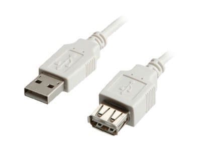 White USB 2.0 computer cable, 3 meters long, featuring a standard USB-A connector on one end and a USB-B connector on the other, made of durable plastic.