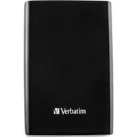 Black Verbatim Store 'n' Go Slim Portable SSD, 1TB, with USB 3.2 Gen 1 and USB-C, sleek rectangular design.