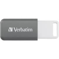 Grey Verbatim V DataBar USB flash drive, 128 GB, USB Type-A 2.0, with white sliding connector.