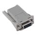 Gray RJ45 to DB9F cross converter with a compact design, featuring a sturdy plastic casing and connectors for seamless integration with Cyclades serial devices.