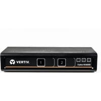 Black Vertiv Avocent SC820D-202 KVM switch with two numbered buttons and LED indicators on the front panel.