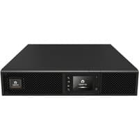 Black Vertiv Liebert GXT5 UPS with LCD display, vented front panel, and sleek rectangular design.