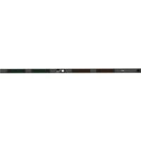 Black Vertiv PDU with multiple outlets, green and red sections, and a central control panel.