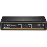Black Vertiv SC920DPH-400 KVM switch with two numbered buttons and LED indicators on the front panel.