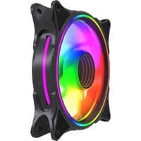 Black VIDA Infinity 120mm reverse blade processor fan with RGB lighting and circular design.