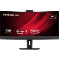 Curved Viewsonic VG3457CV 34" monitor with built-in webcam, USB-C port, and sleek black design.