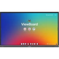Viewsonic ViewBoard 51 touchscreen, 86-inch UHD, black frame, colorful display with app icons and Android interface.