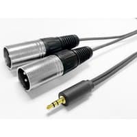 Black VivoLink cable with 3.5mm plug to two silver XLR connectors, black grips, and flexible cords.