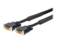 Black 10-meter DVI-D cable with molded connectors, featuring a flexible, durable design and gold-plated pins for optimal signal transmission.