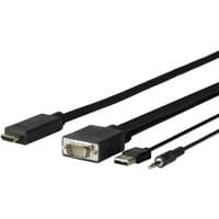 Black Vivolink PROVGAHDMI7.5 adapter cable, 7.5m, HDMI Type A, VGA connector, USB, and 3.5mm audio jack.