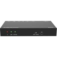 Black Vivolink AV extender with LED indicators, HDMI port, and labeled buttons on front panel.