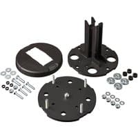 Black Vogel's PFF 7965 mounting component with circular base, screws, washers, and vertical support brackets.