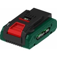 Webb 20v cordless Li-ion battery, black and green with red accents, USB port, 4ah capacity, ECO and X-Series branding.